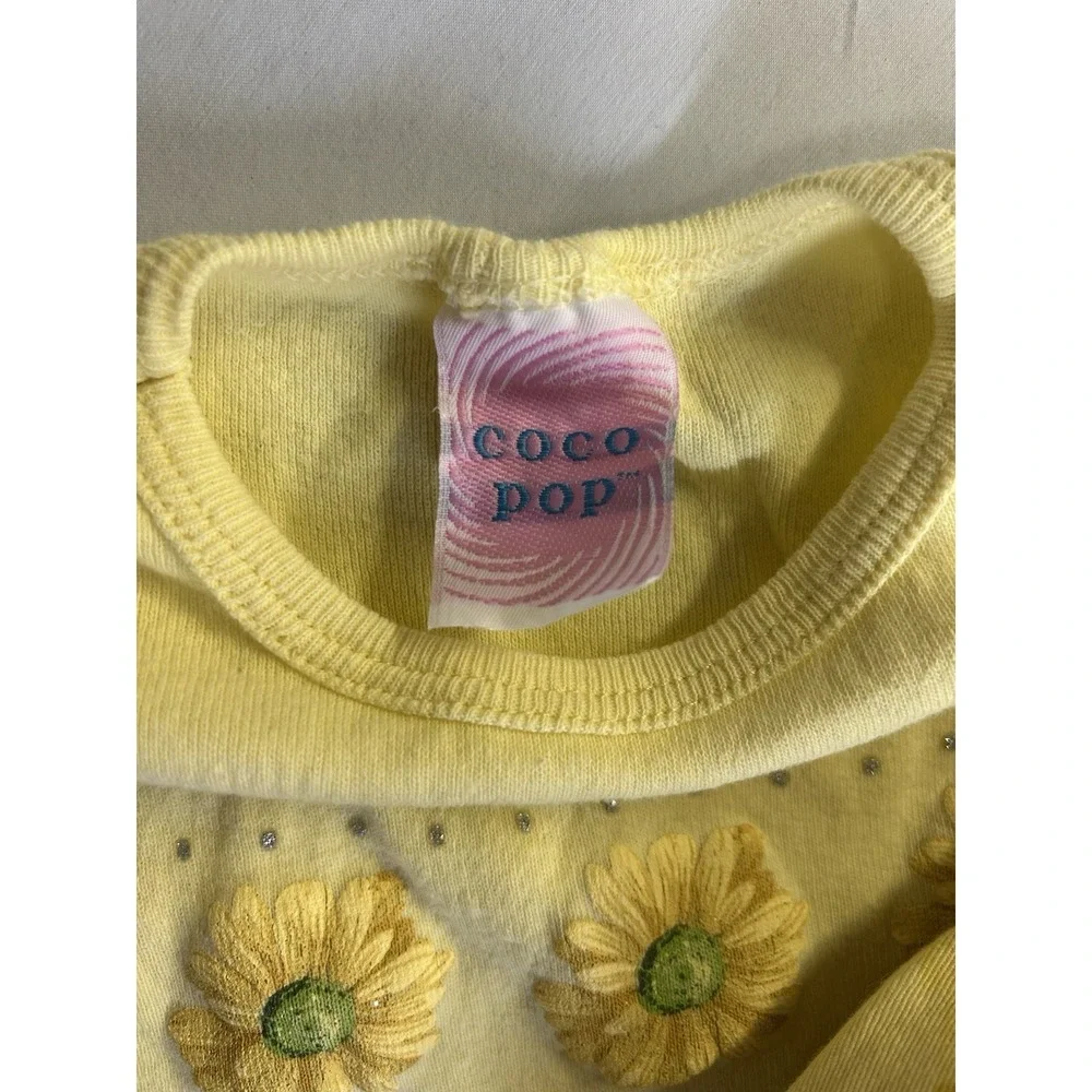 Vintage Daisy / Sunflower Floral Print 2 Pc Set By Coco Pop Size Child 4T USA